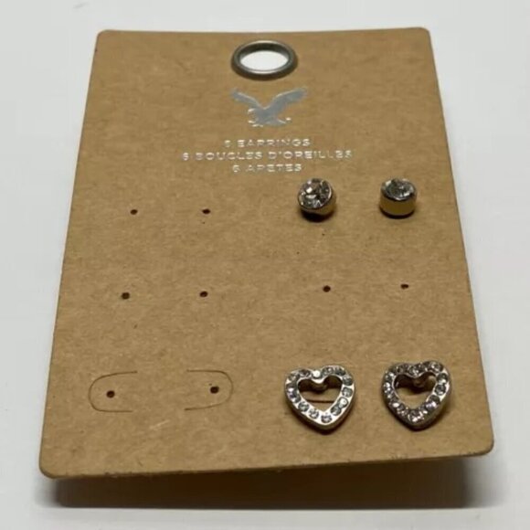 American Eagle Outfitters Earrings AEO Stud Earring Sets 2 Pairs Hearts Studs - Picture 6 of 6